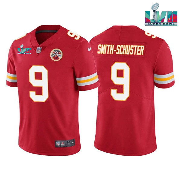 Men??s Kansas City Chiefs #9 JuJu Smith-Schuster Red Super Bowl LVII Patch Vapor Untouchable Limited Stitched Jersey